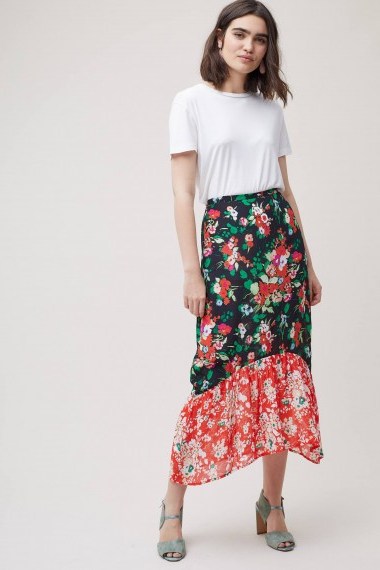 Rixo London Leandra Printed Silk Skirt | floral skirts - flipped