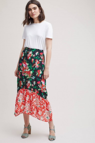 Rixo London Leandra Printed Silk Skirt | floral skirts