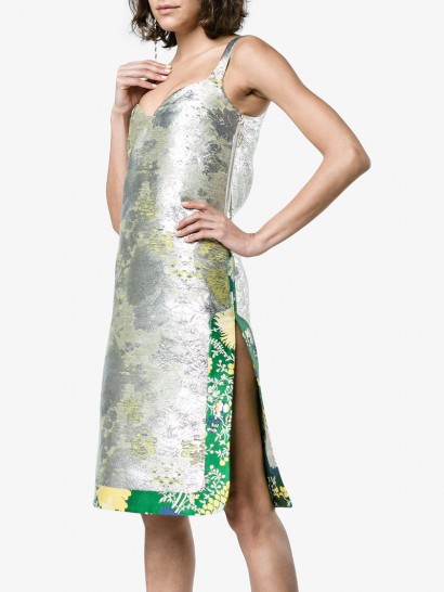 Rochas Metallic Jacquard Dress ~ silver floral dresses