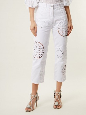 ISABEL MARANT Ronny broderie-anglaise cropped jeans ~ white cut-out denim - flipped