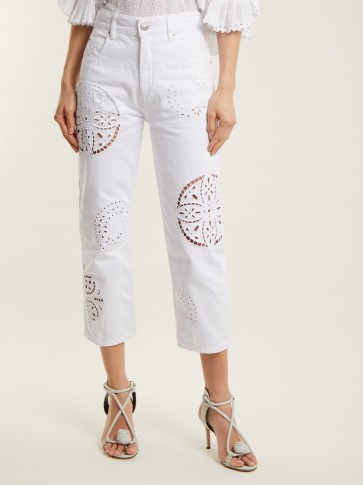ISABEL MARANT Ronny broderie-anglaise cropped jeans ~ white cut-out denim