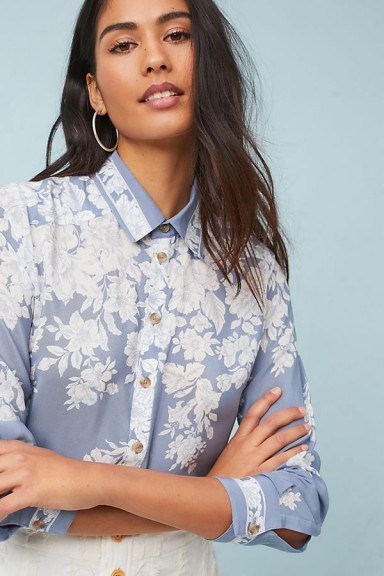 Maeve Rosalee Silk Buttondown Shirt | floral shirts - flipped