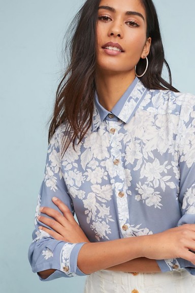 Maeve Rosalee Silk Buttondown Shirt | floral shirts