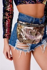IN THE STYLE ROSE GOLD CONTRAST SEQUIN BUM BAG
