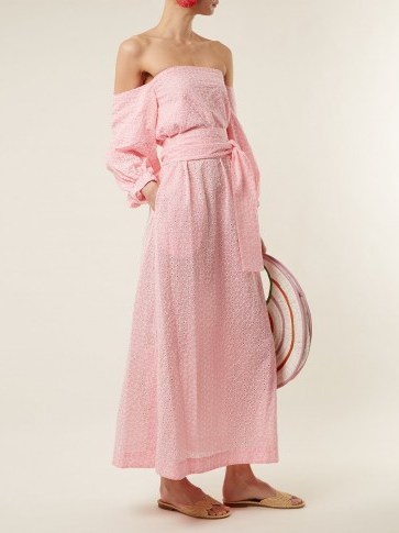 LISA MARIE FERNANDEZ Rosie pink broderie-anglaise cotton dress ~ feminine vacation dresses - flipped