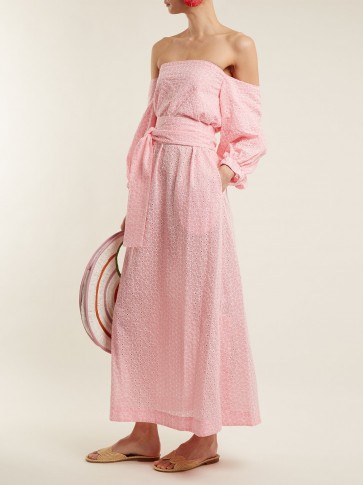 LISA MARIE FERNANDEZ Rosie pink broderie-anglaise cotton dress ~ feminine vacation dresses
