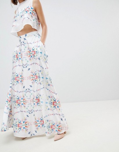 Sabina Musayev Abstract Floral Maxi Skirt | long white skirts