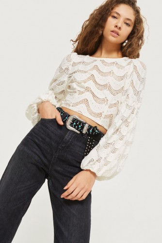 TOPSHOP Scallop Lace Blouson Top – spring blouses