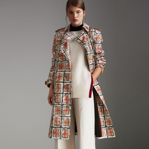BURBERRY Scribble Check Cotton Trench Coat ~ chic spring coats - flipped