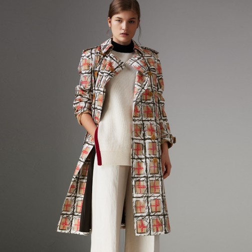 BURBERRY Scribble Check Cotton Trench Coat ~ chic spring coats