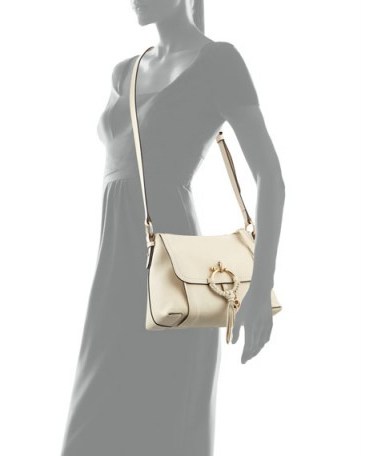 See by Chloe Joan Small Beige Leather Satchel Bag - flipped