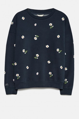 JACK WILLS SENNEN EMBROIDERED SWEATSHIRT | navy blue floral sweatshirts