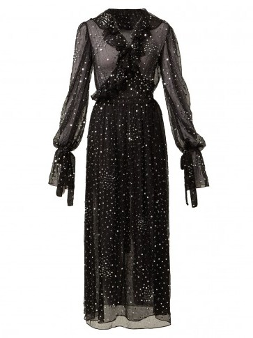 ASHISH Sequin-embellished sheer-chiffon wrap dress – sparkly black dresses - flipped