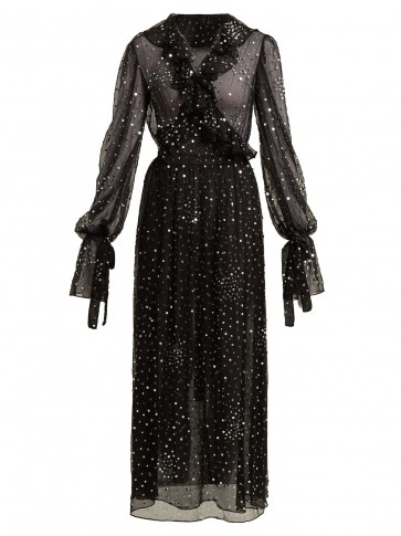 ASHISH Sequin-embellished sheer-chiffon wrap dress – sparkly black dresses