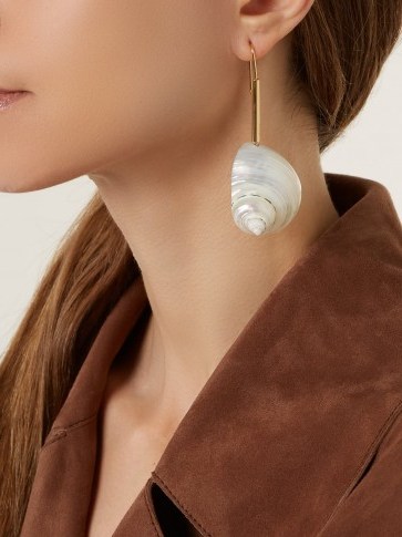 LOEWE Shell-drop earrings ~ iridescent sea shells ~ statement jewellery - flipped