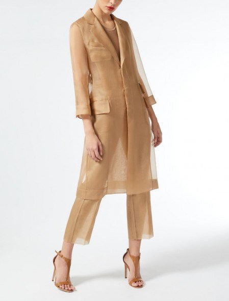 MaxMara Silk organza coat | sheer camel coats - flipped