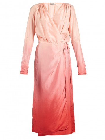 ATTICO Pink Ombre Silk wrap dress