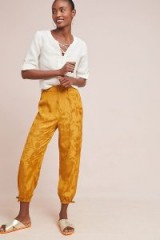 ANTHROPOLOGIE Silky Utility Trousers | gold cuffed pants