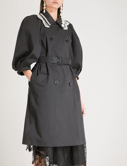 SIMONE ROCHA Puffed sleeve lace trim cotton coat / style statement coats