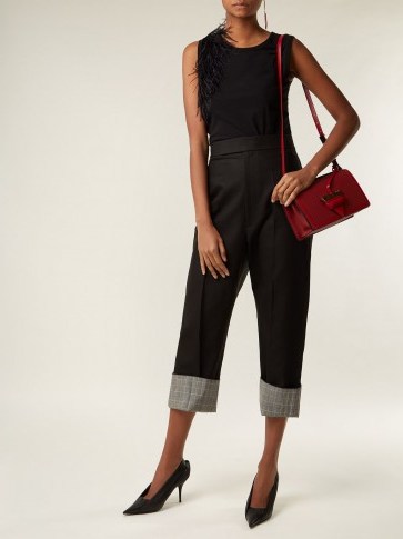HELMUT LANG Slim-leg turned-up tailored trousers ~ black cropped pants - flipped