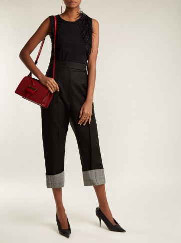 HELMUT LANG Slim-leg turned-up tailored trousers ~ black cropped pants