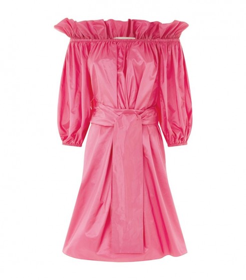 Stella McCartney Pink Off-The-Shoulder Poplin Dress ~ tie front bardot dresses