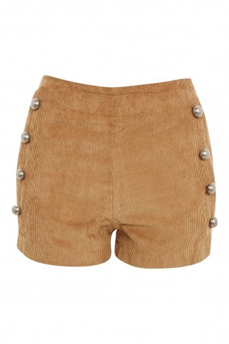 WYLDR Stevie Tan Corduroy Double Breasted Shorts – light brown cord - flipped