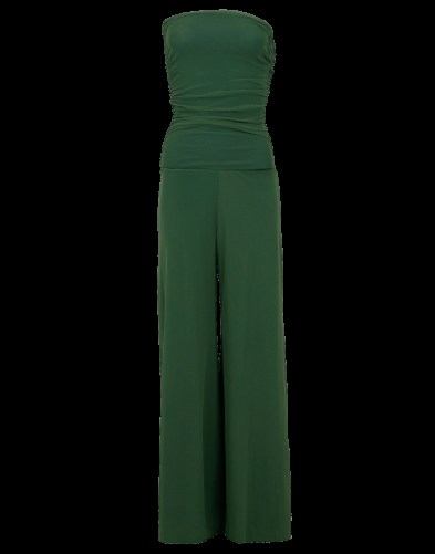 FUZZI Strapless Jumpsuit | green bandeau jumpsuits - flipped