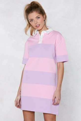 NASTY GAL Stripe Down the Line Shirt Dress ~ casual pink dresses
