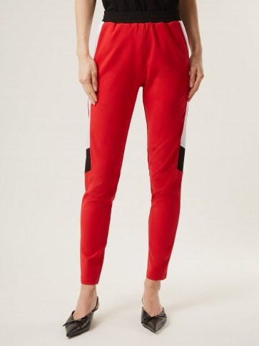 KOCHÉ Striped-detail red jersey trousers - flipped