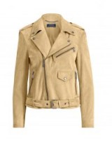 POLO RALPH LAUREN Suede Moto Jacket Madison Tan / light brown biker jackets