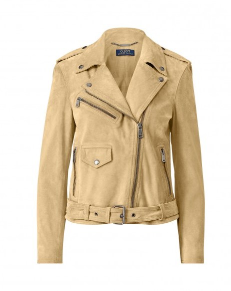 POLO RALPH LAUREN Suede Moto Jacket Madison Tan / light brown biker jackets - flipped