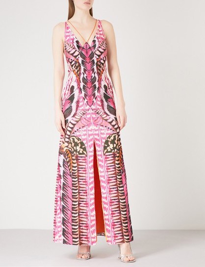 TEMPERLEY LONDON Garden Leaf strappy satin dress | plunge front occasion dresses - flipped