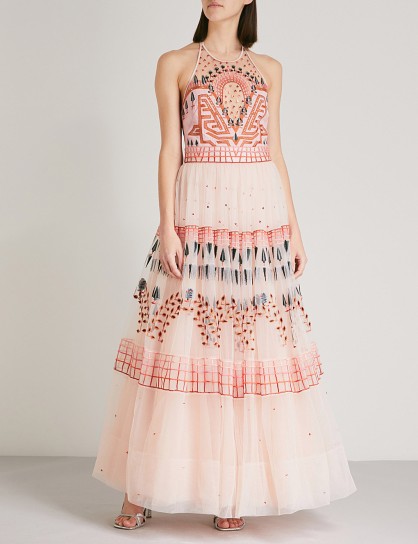 TEMPERLEY LONDON Maze halterneck embroidered-tulle dress | romantic occasion dresses