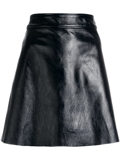 THEORY Black Leather A-line mini skirt - flipped