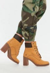 timberland wheat nubuck allington 6 inch lace up boots – chunky heels