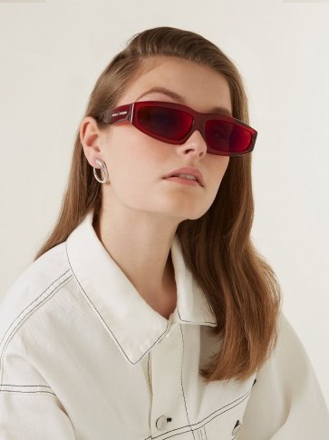 MARQUES’ALMEIDA Transparent rectangle-frame red acetate sunglasses - flipped
