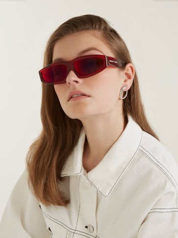 MARQUES’ALMEIDA Transparent rectangle-frame red acetate sunglasses