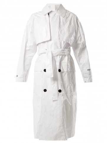 MSGM Tyvek tie-waist trench coat ~ white PVC coats - flipped