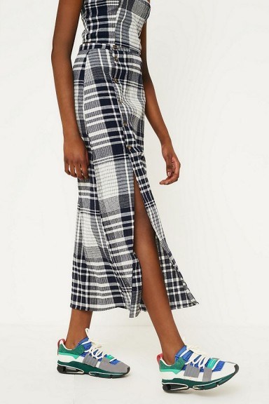 UO Check Side-Button Skirt | checked front slit skirts - flipped
