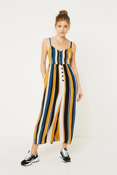 UO Tootsie Striped Button-Through Jumpsuit | stripe print jumpsuits - flipped