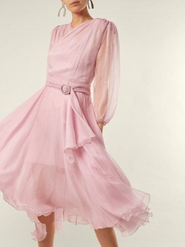 MARIA LUCIA HOHAN Valerie pink silk-mousseline dress ~ feminine vintage style ~ romance inspired dresses - flipped