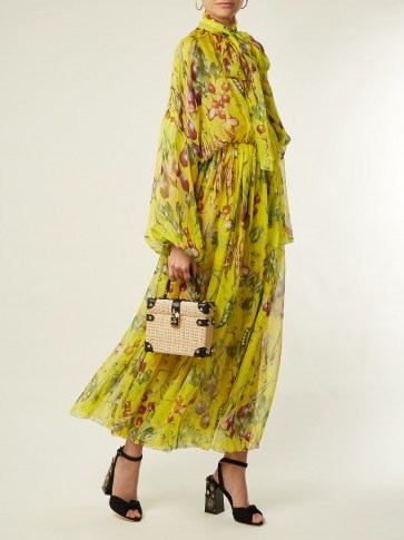 DOLCE & GABBANA Vegetable-print yellow silk jumpsuit ~ beautiful Italian clothing ~ feminine style - flipped