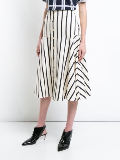 VERONICA BEARD striped flared skirt | white and navy blue stripe skirts - flipped