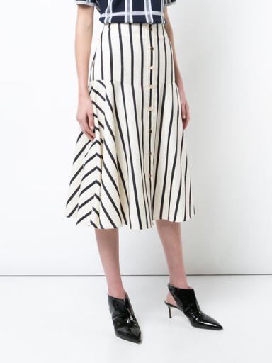 VERONICA BEARD striped flared skirt | white and navy blue stripe skirts