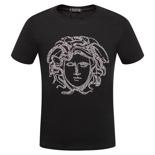 $45.00 Versace Painted Medusa Stud T-Shirt Black - flipped