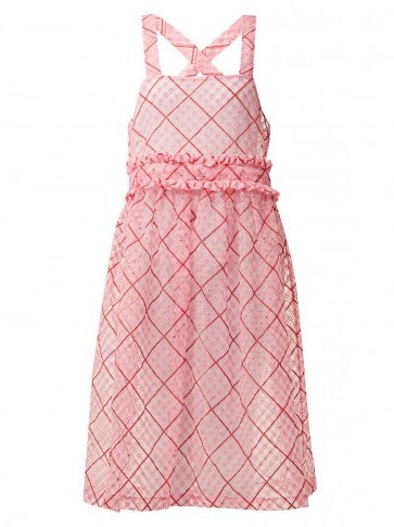 SHRIMPS Viola embroidered cotton-blend organza dress ~ pink pinafore dresses - flipped