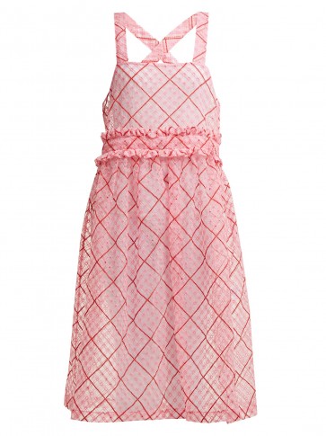 SHRIMPS Viola embroidered cotton-blend organza dress ~ pink pinafore dresses
