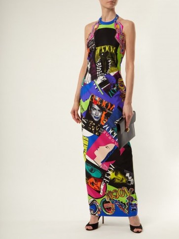 VERSACE Vogue-print halterneck gown ~ chic multi-prints - flipped