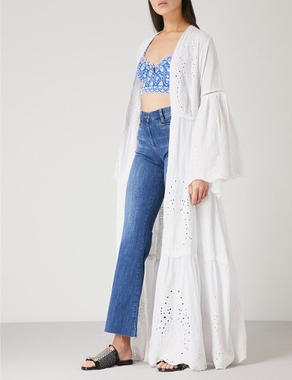 WE ARE LEONE Broderie anglaise cotton maxi jacket / long bohemian style clothing - flipped
